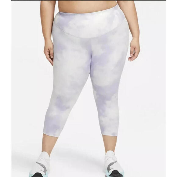 NWT Nike Leggings Plus Size One Icon Clash Crop Tie-Dye High Rise Women’s 1X - Picture 1 of 6